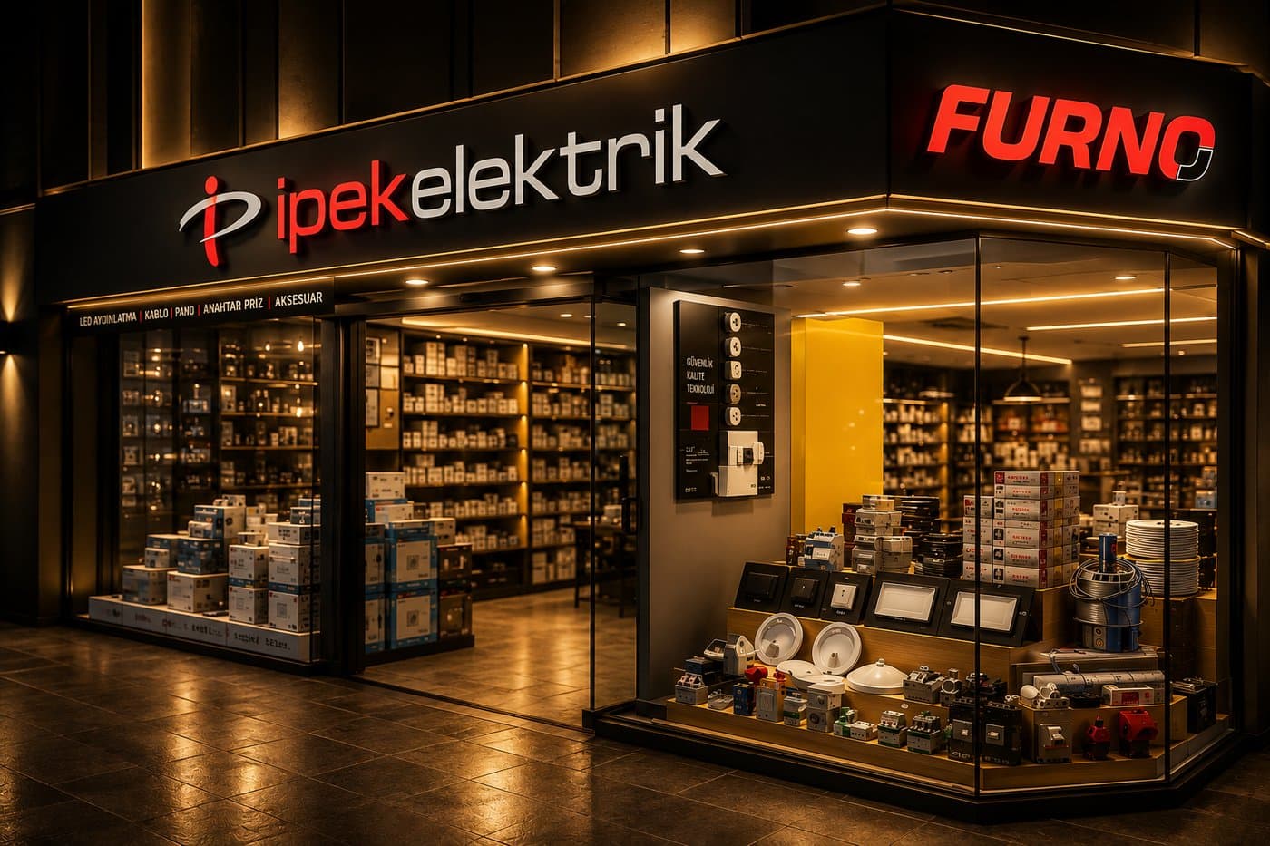 İpek Elektrik'in Perpa Ticaret Merkezi'ndeki mağaza vitrini